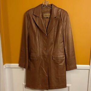 Brown Leather Women's Coat